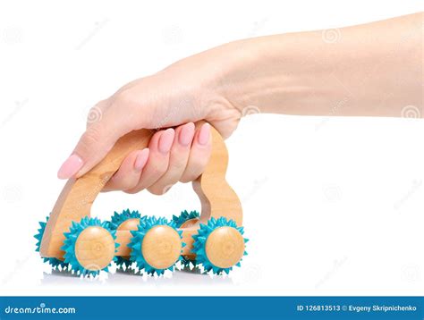 Hand-held massager in hand stock image. Image of device - 126813513