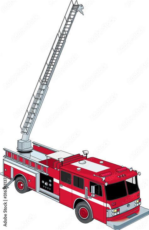 Fire Ladder Truck Vector Illustration Stock Vector | Adobe Stock