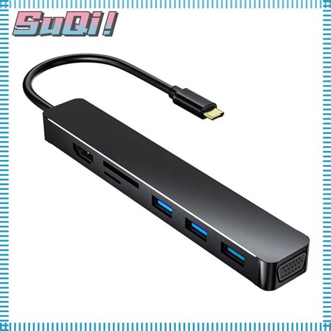 Suqi อะแดปเตอร์ฮับการ์ดรีดเดอร์ Usb C Otg Vga Hdmi Usb 3 0 อะลูมิเนียมอัลลอย Shopee Thailand