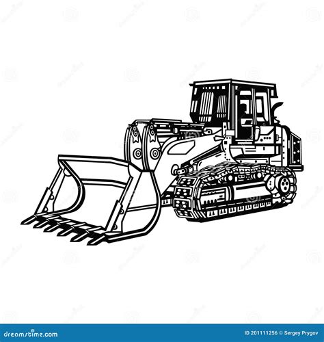 Dozer Detailed Bulldozer Vector Stock Illustration On White Stock Vector Illustration Of