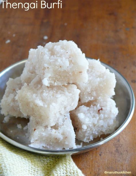 Coconut Burfi Easy Recipe Thengai Burfi Nariyal Barfi Marudhuskitchen