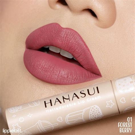 Review Hanasui Mattedorable Lip Cream Boba Edition 01 Forest Berry