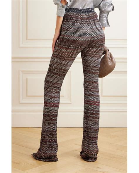 Missoni Sequin Embellished Striped Metallic Crochet Knit Flared Pants