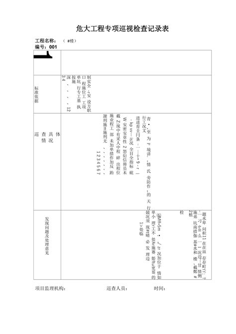 深基坑危大巡视检查记录doc下载1页其他果子办公