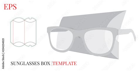 Glasses Box Template Vector With Die Cut Laser Cut Lines Sunglasses Box White Blank