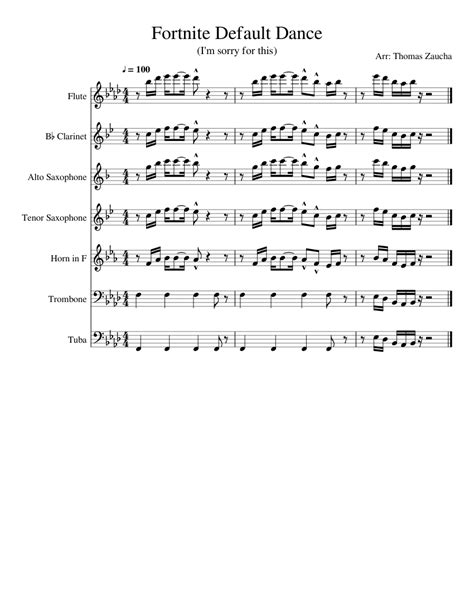 Fortnite Default Dance Sheet Music For Trombone Flute Clarinet In B