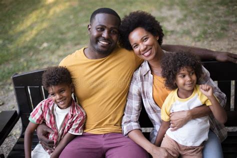 Portrait of Happy African American Family Outdoors Stock Photo - Image ...