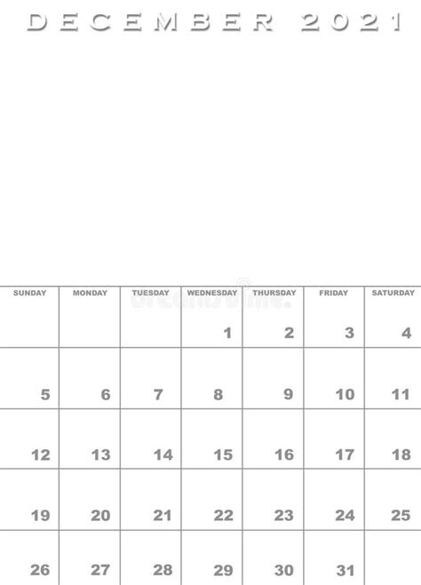 Plantilla De Calendario De Diciembre De 2021 Stock De Ilustración