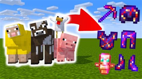 Minecraft But PIGS COWS Drops Op Items YouTube