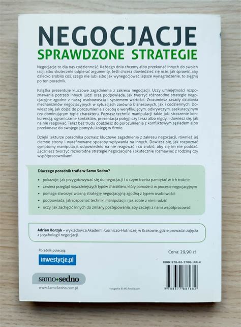 Negocjacje Sprawdzone Strategie Adrian Horzyk Warszawa Kup Teraz