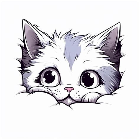 Hay Un Dibujo De Un Gato Con Ojos Grandes Y Una Nariz Generativa Ai