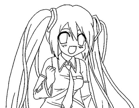 Miku Hatsune vocaloid coloring page - Coloringcrew.com