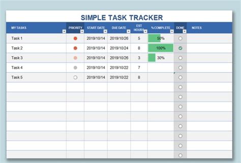 Task Excel Template