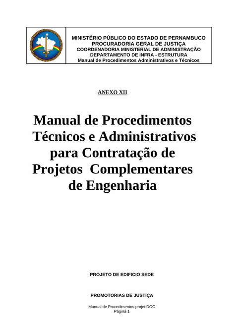 Pdf Manual De Procedimentos T Cnicos E Administrativos Para