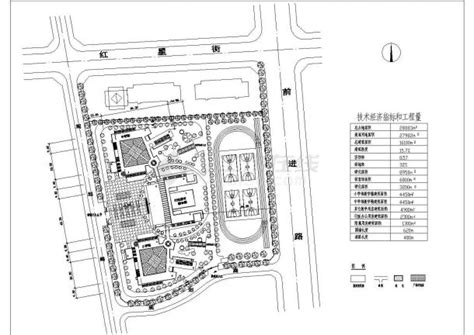 某学校（总占地面积28883㎡）规划设计cad施工总平面图（含技术经济指标）教育建筑土木在线