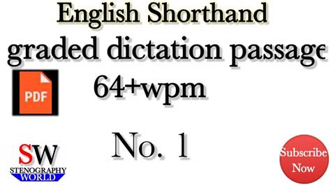 Shorthand Dictation 64 Wpm English Shorthand Progressive Passage