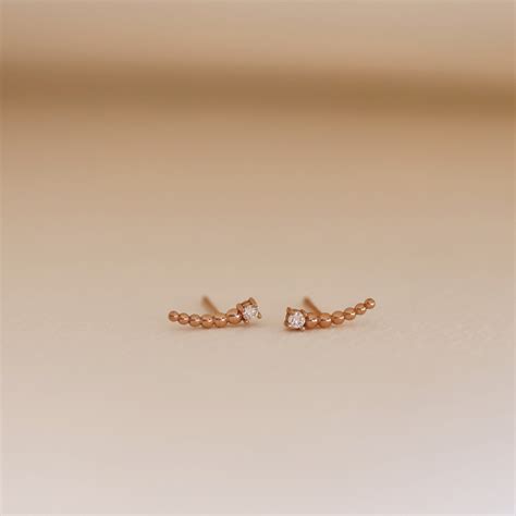 Beaded Climber Earrings Diamond Climber Studs K Gold Diamond