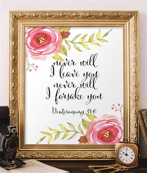 Scripture Printable Never Will I Leave You Never Will I Etsy Scripture Printables Bible