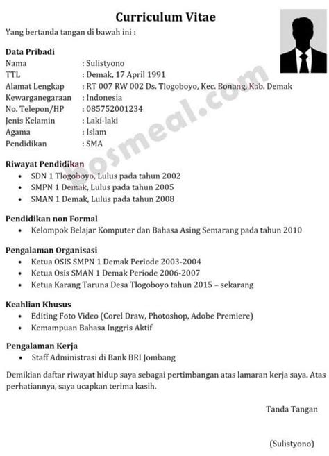 Detail Contoh Surat Curriculum Vitae Bahasa Indonesia Koleksi Nomer