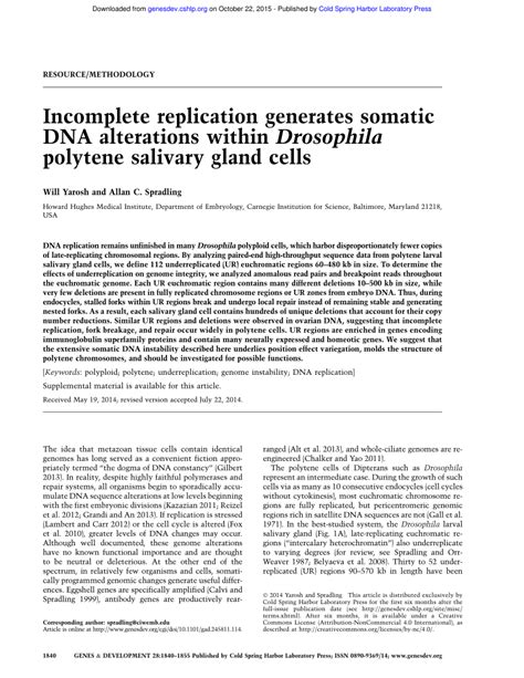 PDF Incomplete Replication Generates Somatic DNA Alterations Within