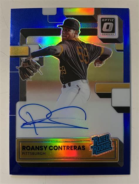 Roansy Contreras Rookie Autograph Card Donruss Optic Blue Prizm 49 75