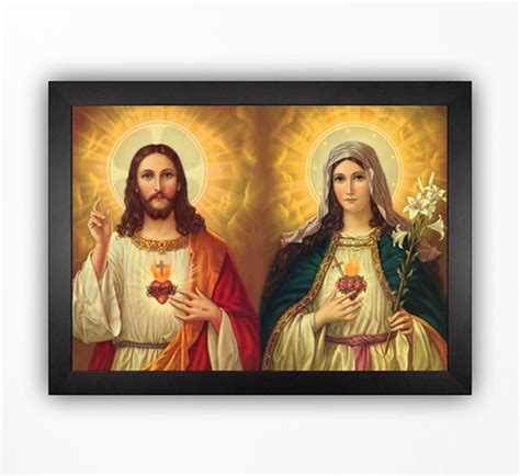 Quadro Decorativo Sagrado Cora O Jesus Maria Moldura