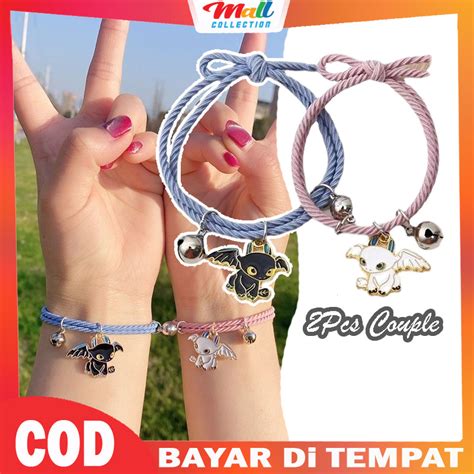 Jual MALL 2Pcs Couple Gelang Magnet Karakter Lucu Lonceng Pasangan