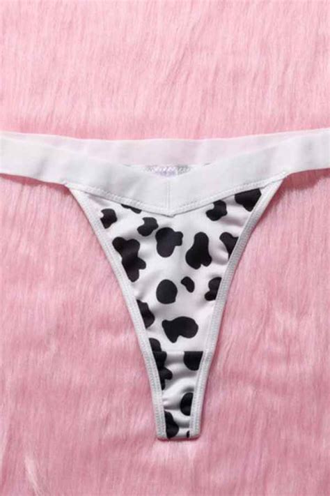 Sexy Cow Print Valentines Four Piece Lingerie Set Reflex Garments
