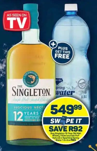 Buy Singleton 12 Year Old Malt Whisky 750ml And Get PnP Natural Or