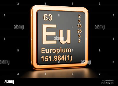 Europium Eu Chemical Element 3d Rendering Isolated On Black