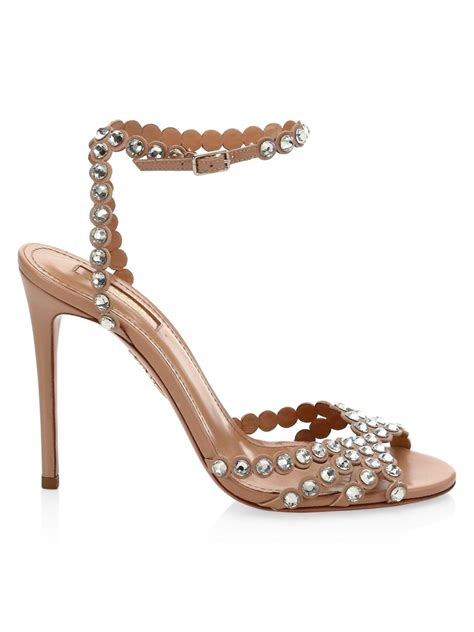 Aquazzura Tequila Crystal Embellished Leather Sandals Lyst