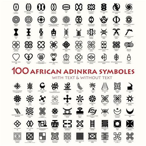 100 Adinkra African Symbols With Text And Without Text Represents The West African Wisdom This