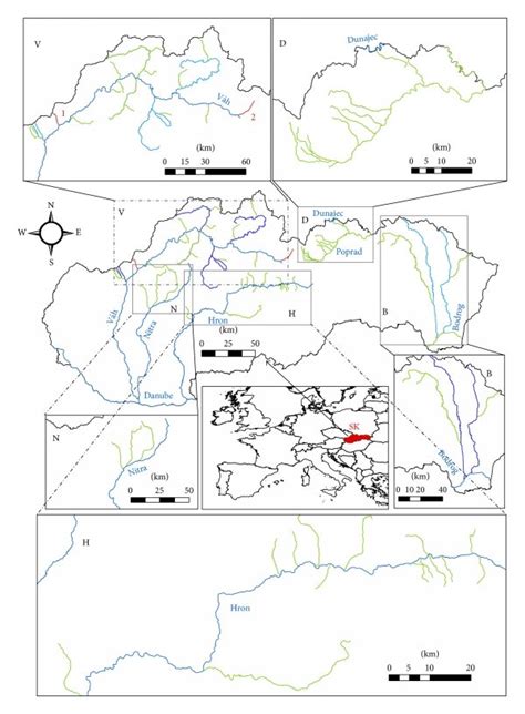 Map Of The Selected Watercourses Sk Slovak Republic V Váh Basin D