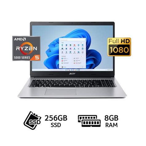 Laptop Acer Aspire 156 Amd Ryzen 5 5500u 8gb Ram 256gb Ssd Silver