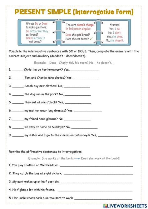 Present Simple Interrogative Online Exercise For 2nd Year Live Worksheets