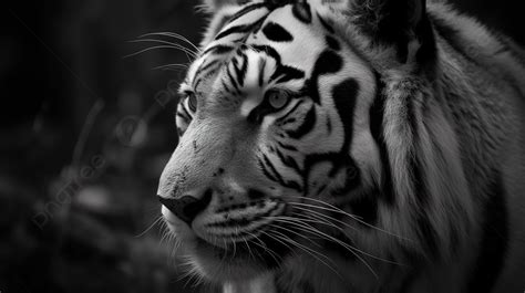 Fondo Hermoso Tigre Blanco En Blanco Y Negro Fondo Imagen En Blanco Y