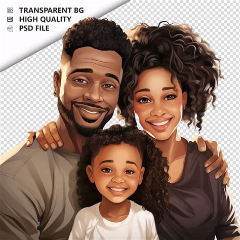 Premium PSD | Black Family Drawing 3D Cartoon Style white background is