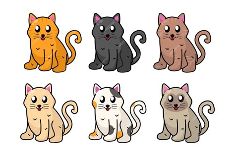 Premium Vector Set Of Cute Cat Vector Illustration