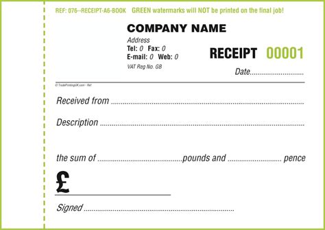 Free Receipt Books Templates Custom Receipt Books Only £60