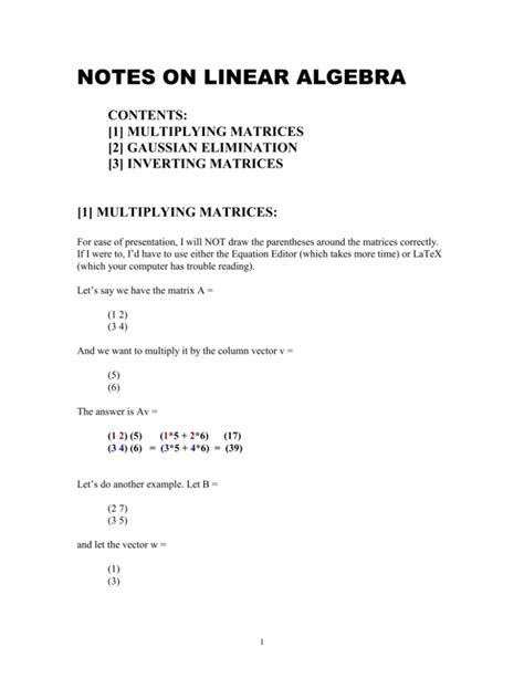 Notes On Linear Algebra