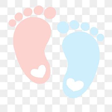 Two Footprints With Hearts On Them One Is Pink And The Other Is Light Blue