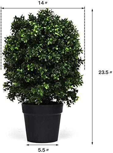 Goplus 2 Pack 2ft Artificial Boxwood Topiary Ball Tree Uv Proof