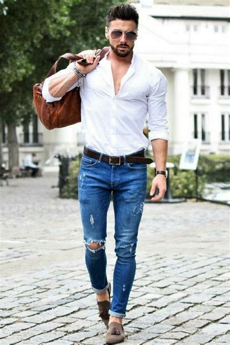 Blue Jeans And White Shirt Outfits Ideas For Men Mens Fashion