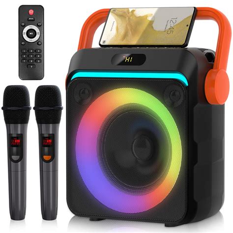 Amazon.com: Karaoke Machine with 2 Wireless Microphones, Portable