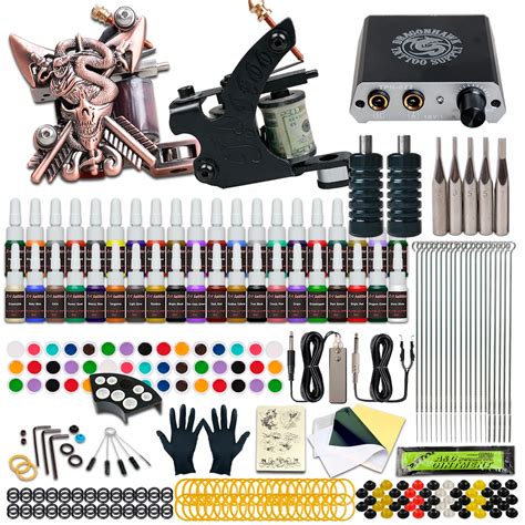 Kit de tatuagem completo iniciante máquinas arma preto tinta conjunto