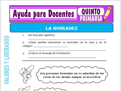 La Honradez Para Quinto De Primaria Ayuda Para Docentes 35640 The