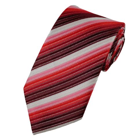 Burgundy Red Pink And White Patterned Striped Tie From Ties Planet Uk