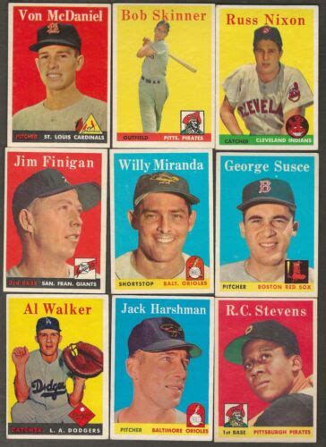 Lot Dif Topps Cards No Creases Ex Exmt Listed Shown