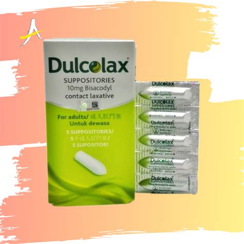 Dulcolax Suppositories 10mg Bisacodyl Contact Laxative 5s Adult