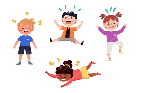 Premium Vector | Set of kids throwing tantrum